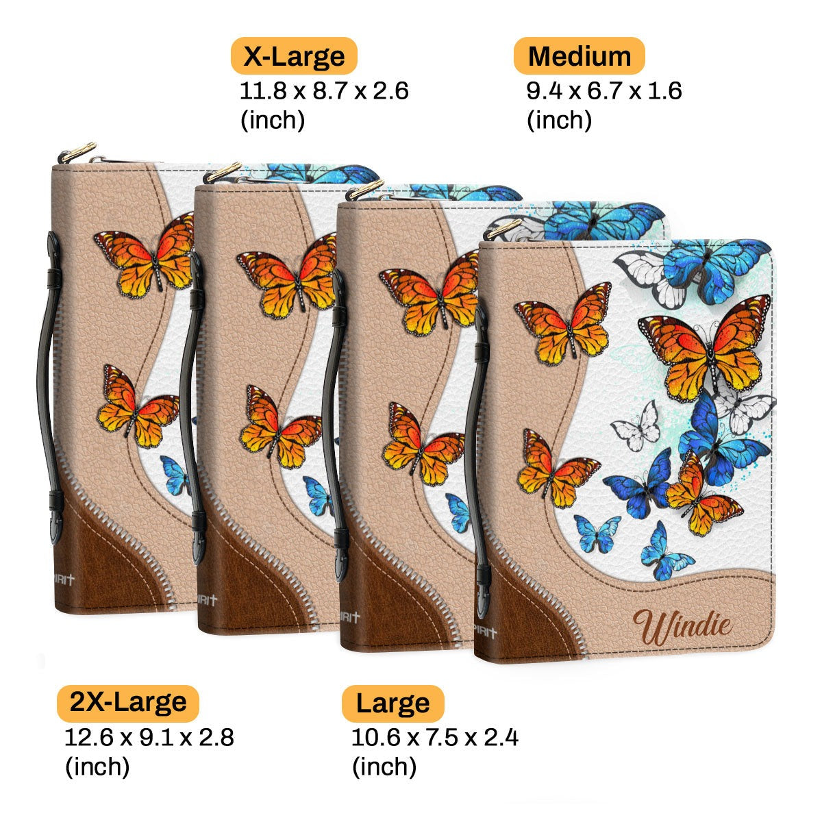 Zippered Butterfly Bible Case With Name, Personalized Bible Cover, Christian Gift, Bible Covers Jesus Gifts